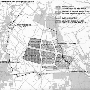 Plankaart voorontwerp Structuurplan door het Ontwikkelingsschap Zaanstreek (1970). Kaart: Vereniging Zaans Industrieel Erfgoed.